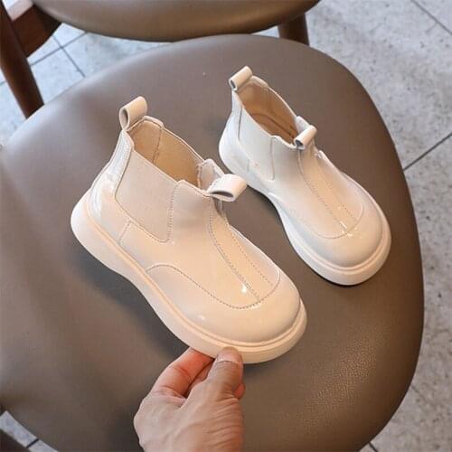 PU Patchwork Girls Fashion Boots Slip-on Kids Boots Brand Children Shoes 2021 New Breathable Short Boots Solid Color Ankle Shoes