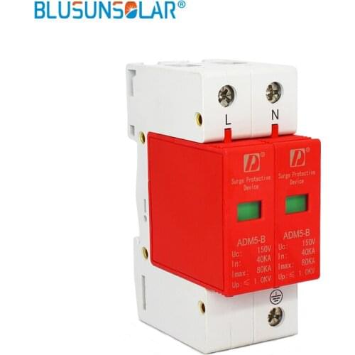 BULSUNSOLAR10 pieces lot Din Rail 35mm 2P 80KA 380V AC SPD Household Low-voltage Anti-lightning Surge Protective Device