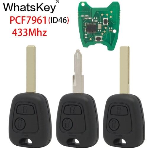 WhatsKey 433Mhz ID46 Chip 2 Button Remote Car Key For Peugeot Partner Expert Boxer 206 307 407