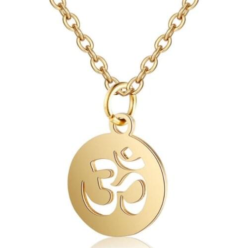 Dropshiping Gold Silve Tone Stainless Steel OM Necklace Minimalist Ohm Aum Charm Meditation Necklace Chain Yoga Necklace Jewelry