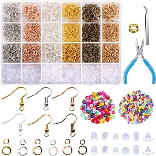 Jewelry Findings Set Alloy Accessories Jewelry Making Tools Copper Wire OpenJump Rings Earring Hook Jewelry Making Supplies Kit