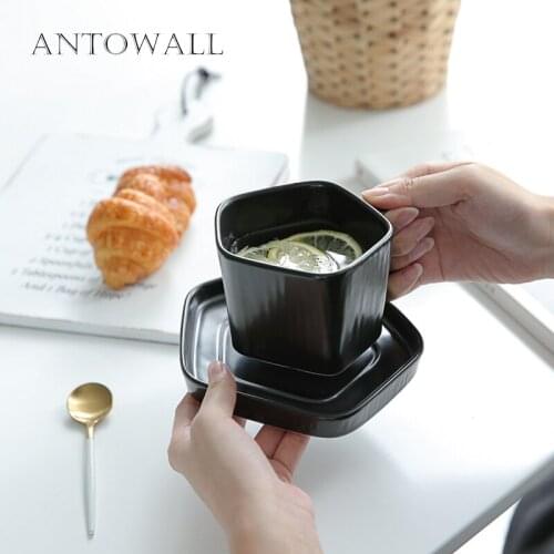 ANTOWALL Nordic Simple Solid Color Ceramic Mug Teapot Elegant Coffee Mug Tea Water Cup With Saucer Porcelain Drinkware