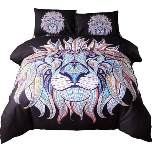 3D Black Digital Lion Pattern Bedding Set US UK King Queen Twin Size 3/2 PCS Children Kids Quilt Duvet Cover Set(without sheet)