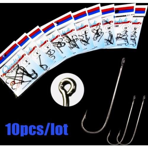 10pcs / 30pcs fishing hooks Long Fish Round Bent Joint Hook gamakatsu