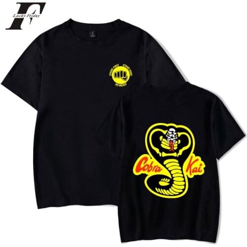 LUCKYFRIDAYF 2018 Summer hit hop Cobra Kai funny T shirts Men/Women cotton Short Sleeve T-Shirt Tops Tees Cobra Kai Clothes 4xl