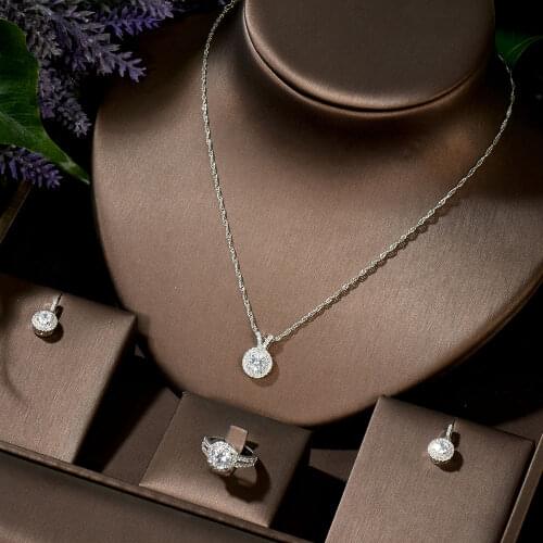 HIBRIDE Fashion Cubic Zirconia Wedding Jewelry Sets inlay Luxury Crystal Bridal Jewelry Set Gifts For Bridesmaids Party N-257