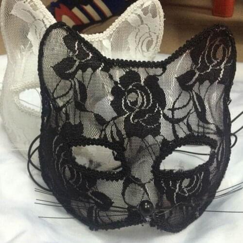 OLO Women Sexy Lace Fox Cat Face Eye Cover Christmas Halloween Party Night Club Shows Dance Role Playing Prop Sexy Cosplay
