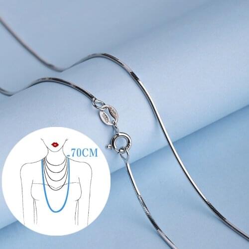 MIQIAO 925 Sterling Silver Snake Chain Long 40 45 50 55 60 70 cm Wide 0.6 0.7 0.9 1.0 1.5 1.8 mm Golden Rose Gold Men Necklace