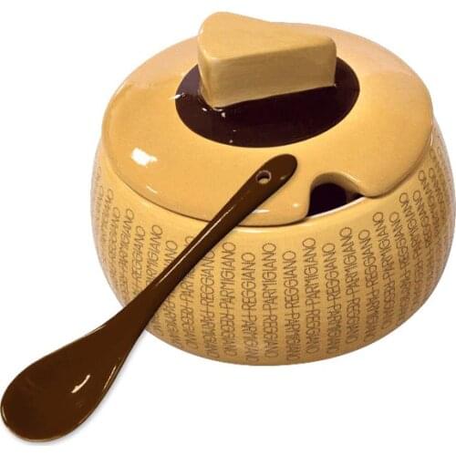 Parmigiano Reggiano Parmesan cheese Pottery cheese dish for grated cheese with spoon