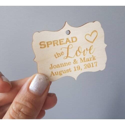 Custom Spread The Love Wood Tags with name,Thanks you rustic wedding favor tags, Gift tag,wood Hang Tags