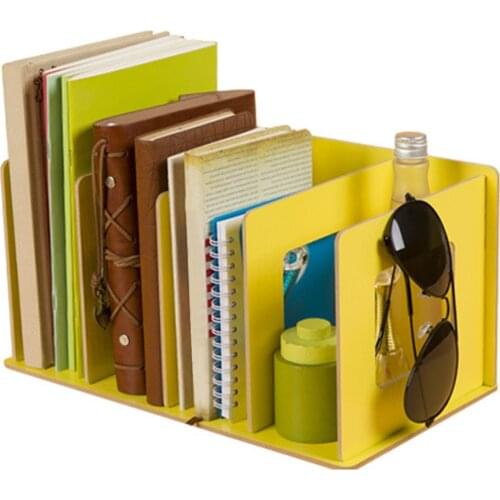 Simple Multi-Tier Bookshelf 4 Grids original Storage Shelf for Books Sundries DIY Wood Cabinet Desk Book Rack Home Children Book