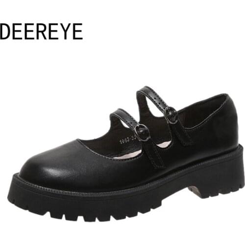 Retro Ankle Strap Buckle Platform Chunky High Heel Single 2 Belts Square Toe Lolita Mary Jane Shoes Black Sping Autumn 2021