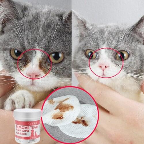 100PCS Dog Cleaning Pads Facial Paper Towels Pet Eye Wet Wipes Cat Tear Stain Remover Gentle Non-intivating Eye Wet Wipes