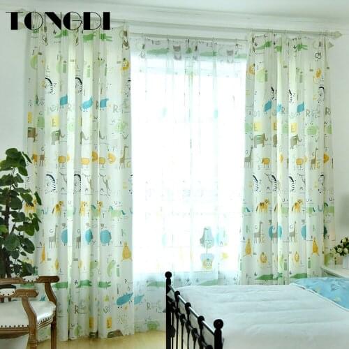 TONGDI Children Printing Blackout Curtains Elegant Cartoon Kawaii Lovely Animals Decor For Girl Home Parlou Bedroom LivingRoom