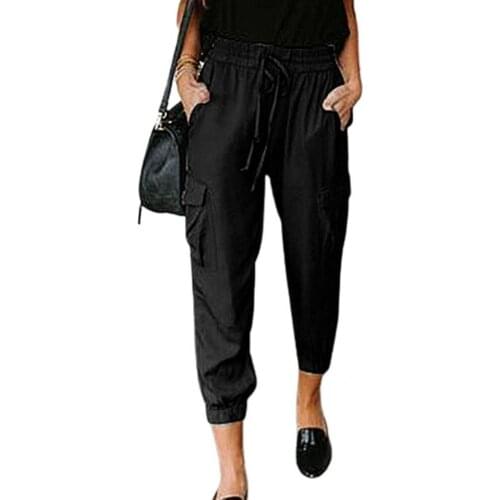 Thin Outdoor Multi-pockets Ankle Banded Drawstring Long Pants Breathable Sport Pants Drawstring Ladies Clothing