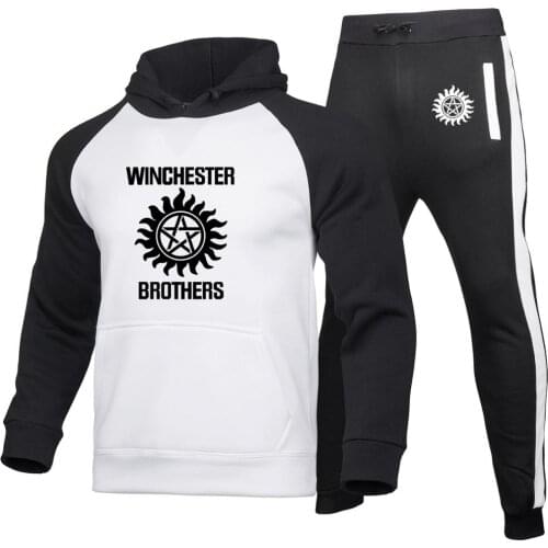 Spring Autumn Mens hoodie winchester brothers Print Colorblock Casual Cotton Short Sleeve high quality Mens jackets Sportswear