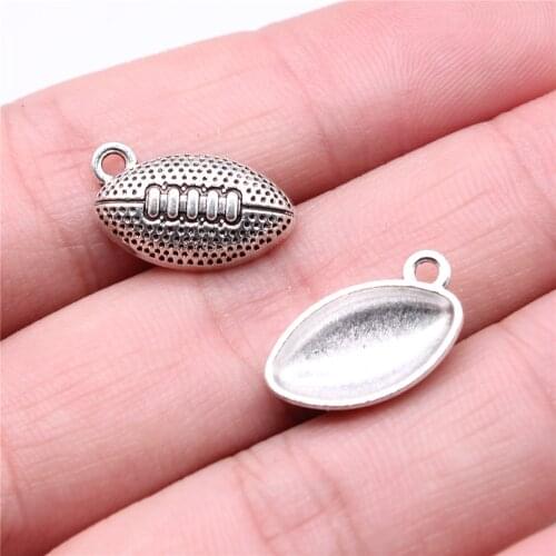WYSIWYG 10pcs 17x10mm 3 Colors Antique Gold Antique Silver Color Antique Bronze American Football Charms For Jewelry Making