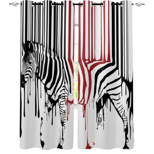 Funny Animal Zebra Paint Black White Curtain For Kitchen Living Room Bedroom Curtains Home Decoration Window Treatments Drapes