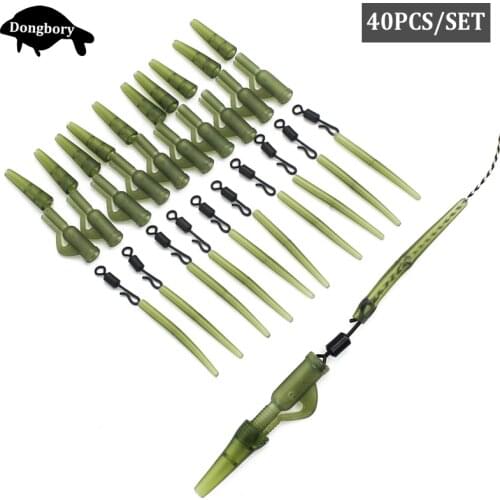 40PCS Carp Rig Plastic Lead Clips Tail Rubber Cone Anti Tangle Sleeve Quick Change Swivels Chod Rig Carp Fishing Accessories Kit