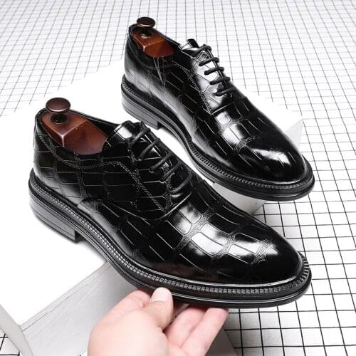 ZEEKSON Leather Shoes Mens Fashion Formal Wear Mens Shoes Business Casual Pointed Leather Shoes Groom Suit Wedding Shoes