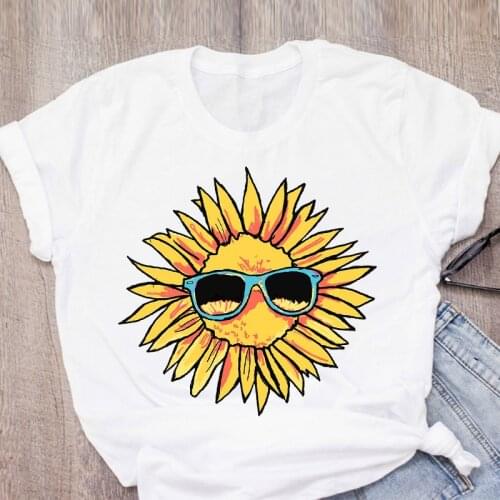 Women T-shirt Graphic Sunflower Rose Printed Short Sleeves T-shirts Cute Fruit Summer Lady Tops Female T Shirt Oversized Tee