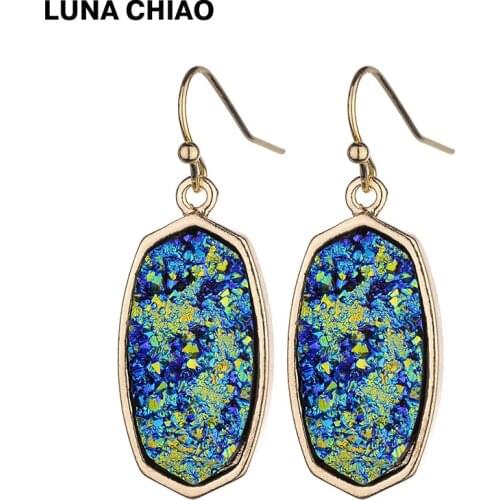 2020 INS Popular Metallic Resin Druzy Earring Stone drop Earrings for Women Stone fashion jewelry gifts