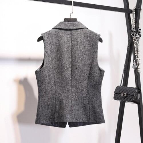 Womens Vest Spring Autumn Sleeveless Blazer Waistcoat Women Jacket Korean Vests Short Coat Gilet Femme F008 KJ3917
