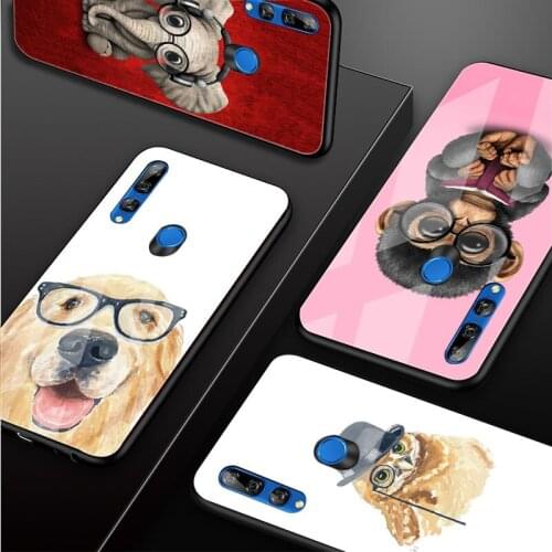 Spectacle animal Tempered Glass Phone Case For Huawei honor 8X 9 10i 20i 20Lite 20Pro 30 Pro Cover Shell