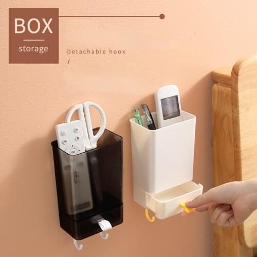 1pc Punch Free Wall-mounted Multifunctional Organizer Storage Box Air Conditioner Remote Control Board Sundries Wall Hook