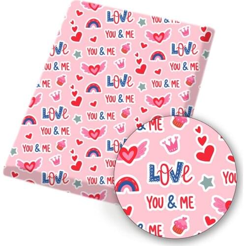 Valentines Day Polyester Cotton Fabric Printed Cloth Sheet Handmade Mask Materials DIY Clothes Crafts Home Textile 45*145cm 1pc