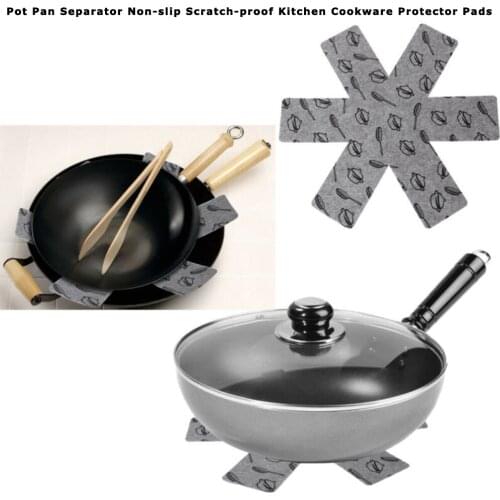 6pcs Non-stick Protection Pad Pan Bottom Heat Insulation Easy-to-clean Felt Pan Pad for Table Pots and Pans Separator Placemat