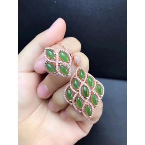 925 Silver Hetian jade (Jasper) suit 2981