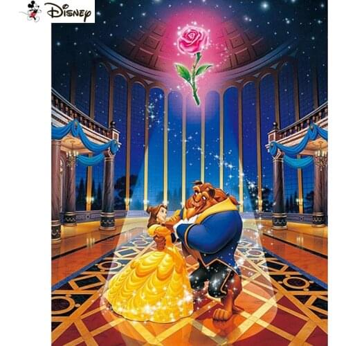 Disney Diamond Painting "Cartoon beauty beast" Cross Stitch Custom Photo Diamond Embroidery Square Round Drill Home Decor A30354