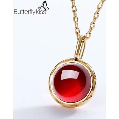 BK 100% S925 Genuine Silver Pendants For Women Diy Making Necklaces Natural Red Mosambi Garnet Gem Personality Creative Gifts