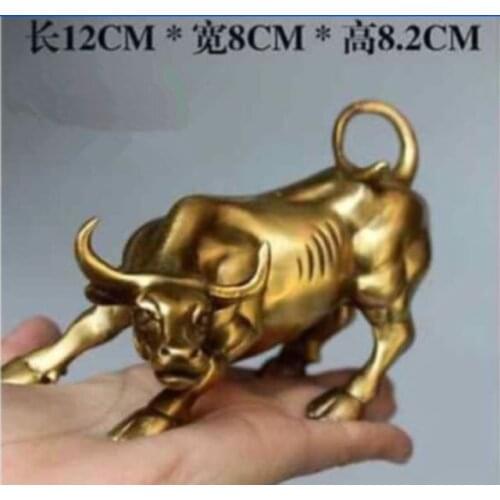 Big Wall Street Bronze Fierce Bull OX Statue-Brass