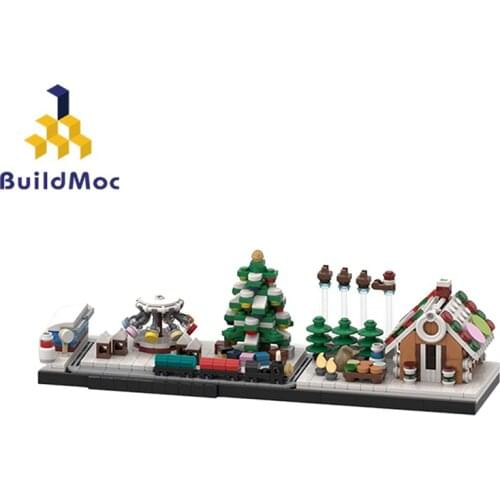 Buildmoc Christmas Winter Wonderland Christmas MOC Model Building Blocks Toys for Children DIY Xmas Toy Kids Gifts Girls Boys