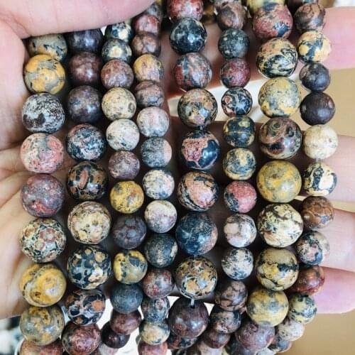 Natural Leopard Skin Stone Jaspe r Beads, Plain Round 8mm 10mm Natural Stone Loose Beads,1string 15.5"