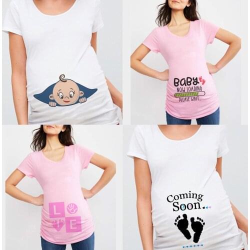 Baby Coming Soon Maternity Tops Baby Loading Pregnancy T Shirt Women Pregnant Clothes Baby on Board Drop Shipping