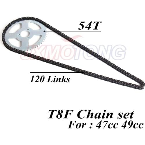 47cc 49cc T8F chain 120 Links and 54 teeth Chain plate sprocket for mini moto atv quad 2 stroke engine parts accessories