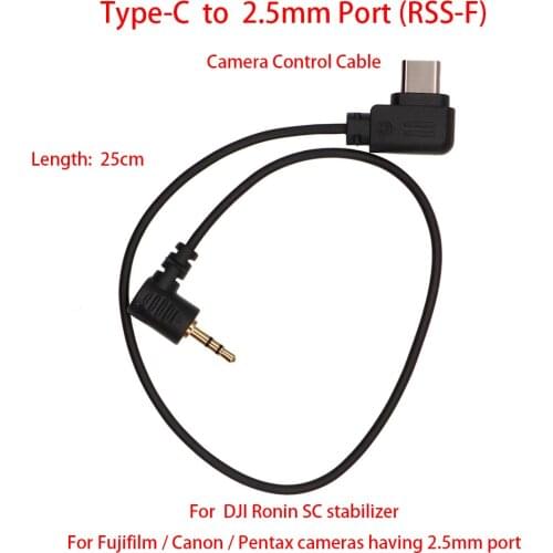 For DJI Ronin SC to Fujifilm / Canon / Pentax cameras (with 2.5mm port) etc., 25cm Control Cable (RSS-F) Type-C to 2.5mm port