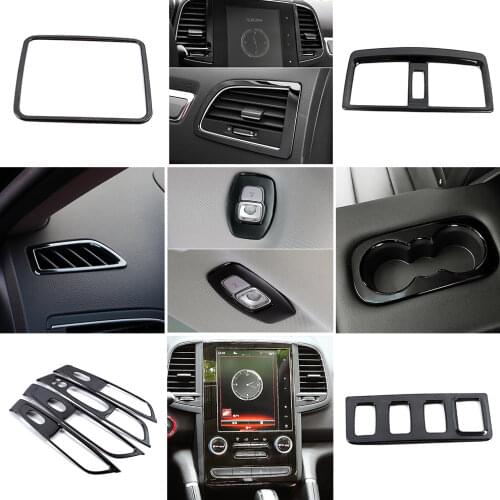 For Renault Koleos 2017-2020 Car Interior Decoration Stainless Steel Protection Frame Cover Trim Black Color For Samsung QM6