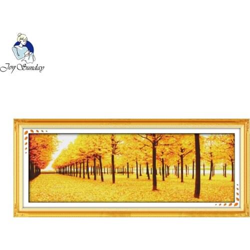 Joy Sunday Golden autumn needlepoint kits Chinese Cross Stitch Patterns for DIY Needlecraft Home Wall Derection