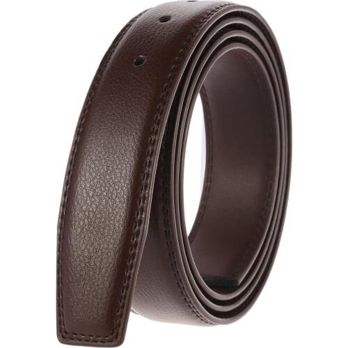 New Fashion Pin Smooth Leather Belt Body Strap With Holes No Buckle 3.5cm Width Black Coffee 110cm 120cm 130cm