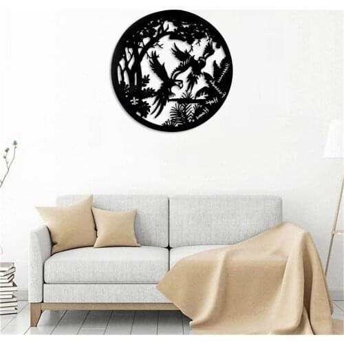 Iron Metal Owl Silhouette Artwork Art Pendant Whimsical Metal Decoration for Wall Decor Garden Home Decor Accessory