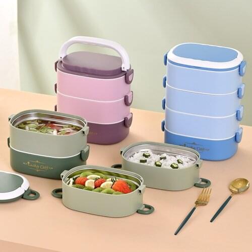 Multi-Layer Stainless Steel Lunch Box Salad Fruit Food Storage Leak-Proof Container for Kids School Camping Office Microwave