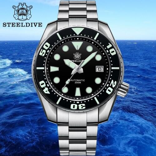 SD1971 New Arrival 2021 STEELDIVE Brand Men Wristwatch Ceramic Bezel Sapphire Glass Blue Luminous NH35 Automatic Dive Watch