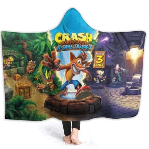 Crash Bandicoot 3d printed Hooded Blanket Adult colorful child Sherpa Wearable Blanket Microfiber Bedding style