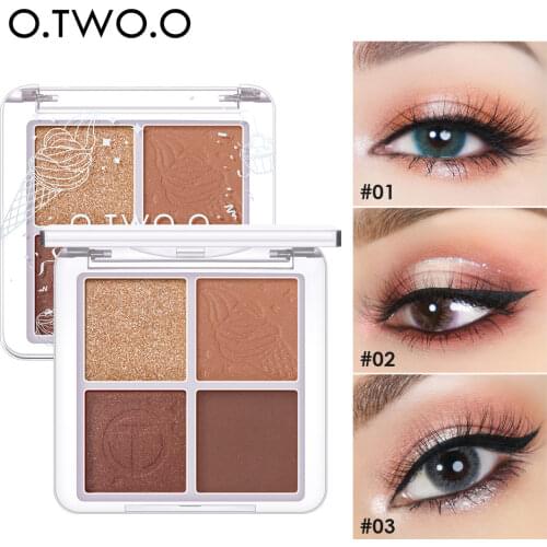 O.TWO.O Eyeshadow Palette 4 Color Shimmer Shiny Matte Glitter Pigment Eye Shadow Pallete Metallic Diamond Makeup Palette Cute