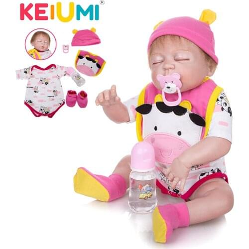 Reallife 23 Inch Reborn Baby Full Silicone Body Sleeping Mohair Reborn Dolls Lovely Kids Playmates Baby Girl Christmas Gifts