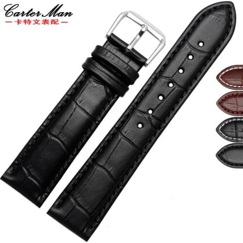 Pin buckle watchband cowhide leather strap men and women bracelet 12 14 16 18 20 22mm black brown universal wrist belt